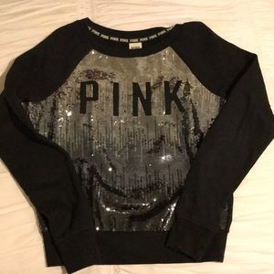 VS PINK black sequined crewneck